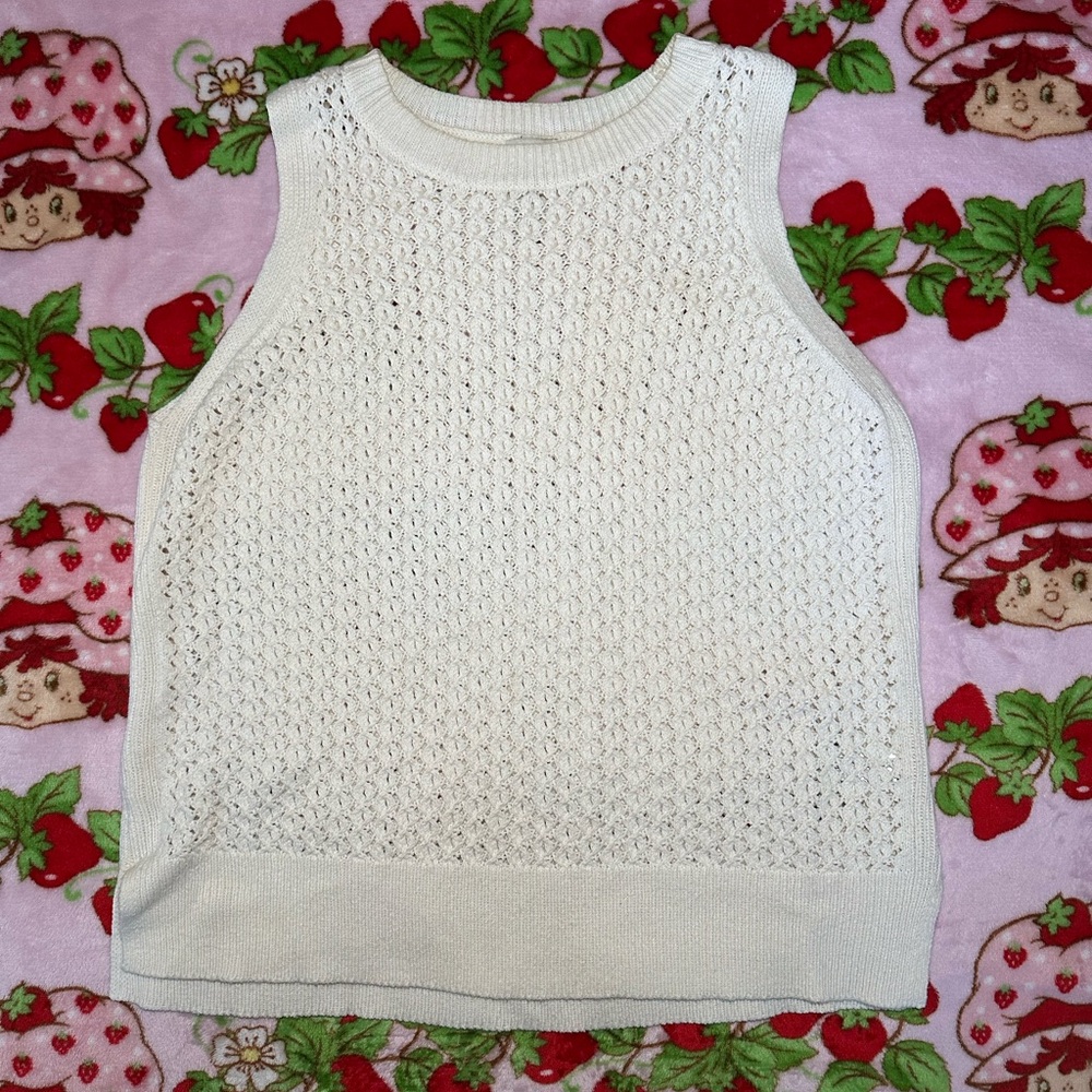 White Sleeveless Knit Top
